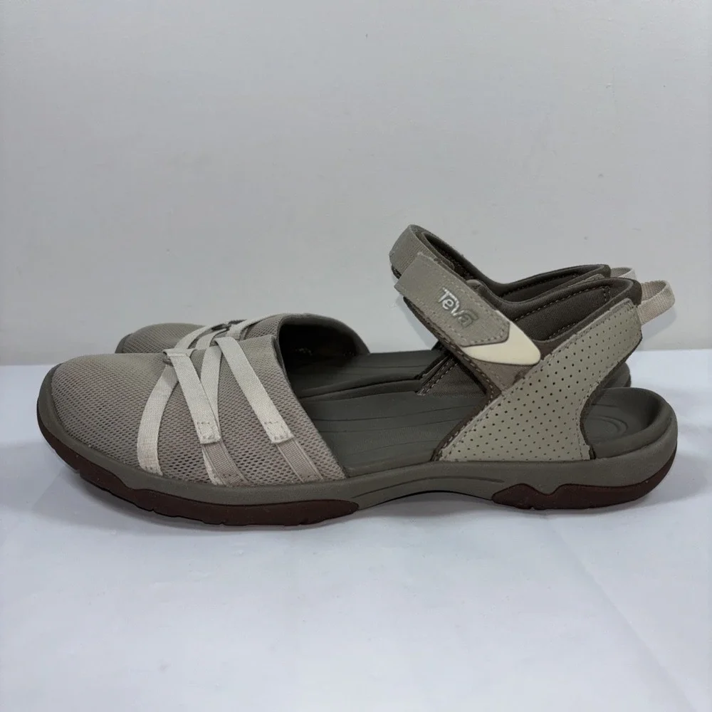 Teva Shoes Womens 9.5 Taupe Tirra CT Ankle Straps Numa Print Mesh Closed 1106837